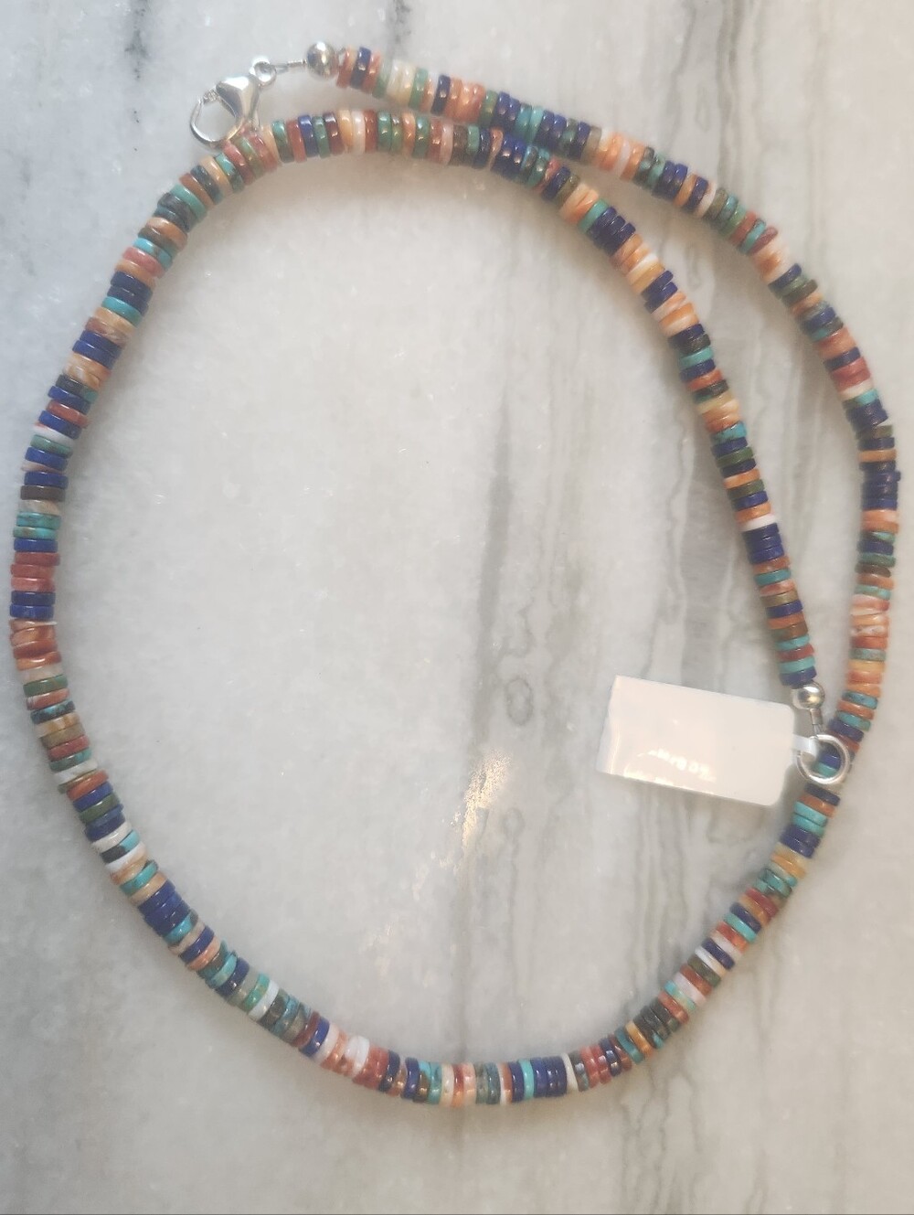 Multi-Color Heishi Beaded Necklace, Spiny Oyster, Turquoise, Lapis Natural Stone